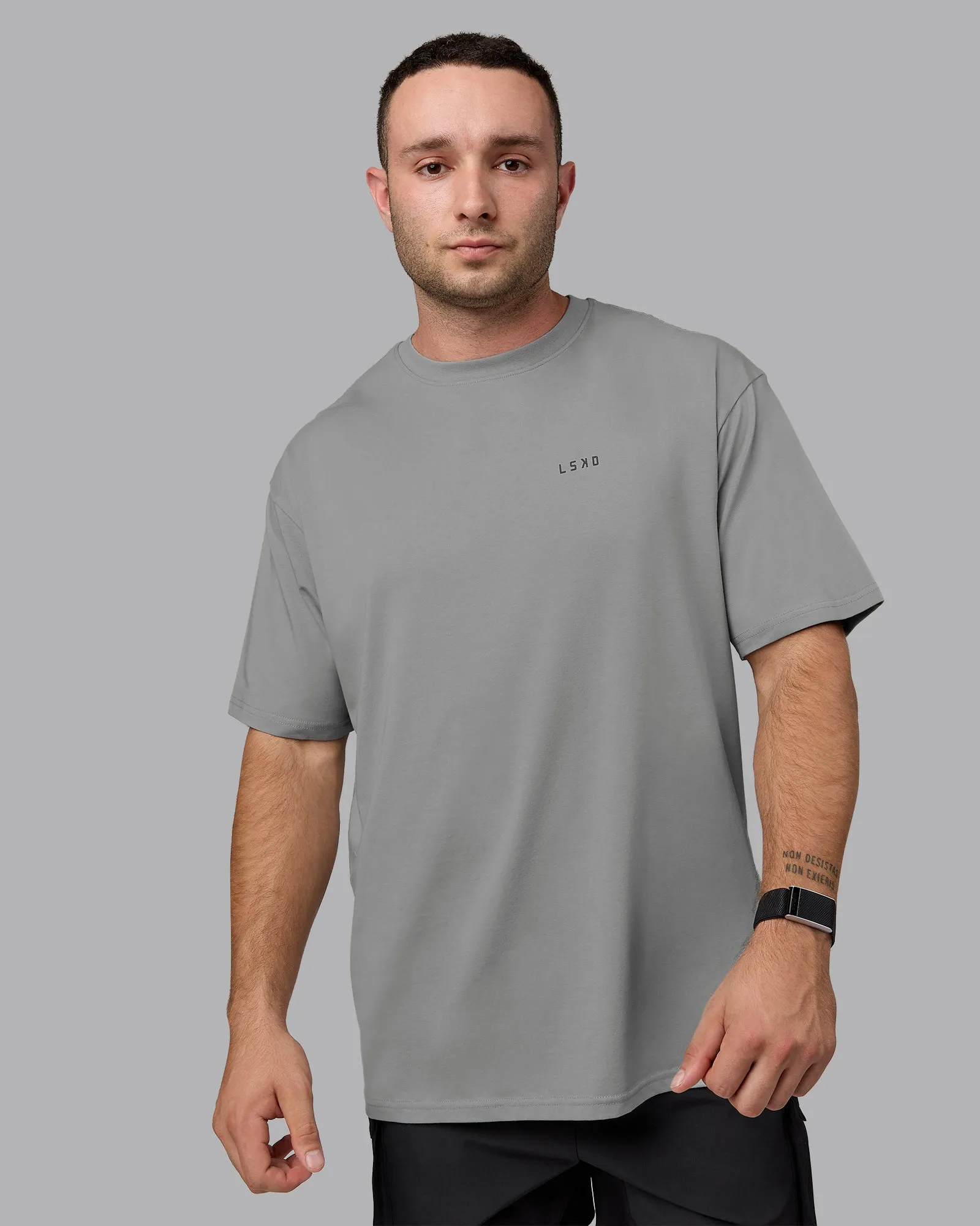 Unisex Enjoy the Journey Value Series FLXCotton Tee Oversize - Circular Grey-Pirate Black
