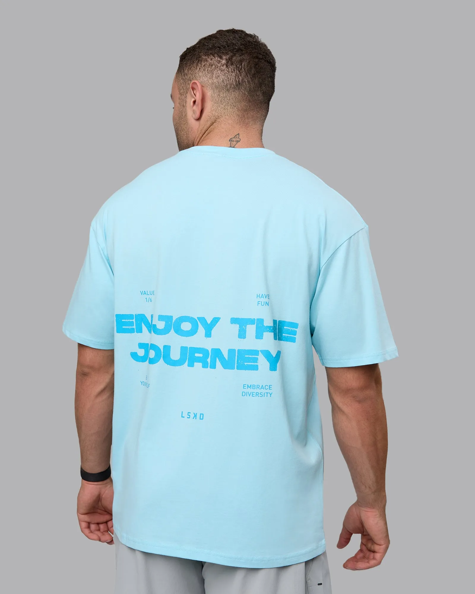 Unisex Enjoy the Journey Value Series FLXCotton Tee Oversize - Crystal Blue-Bay Blue