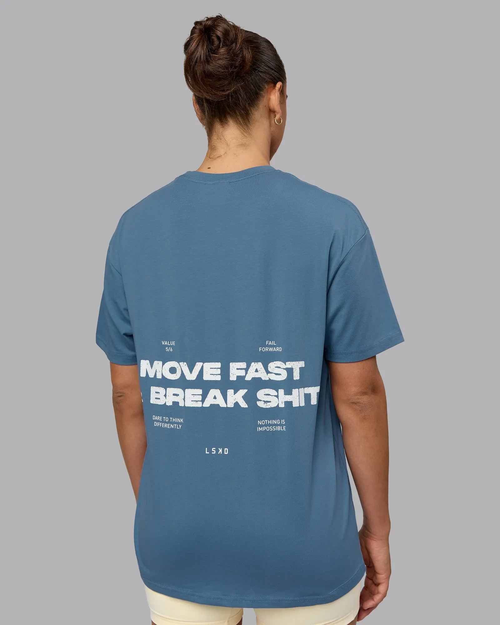 Unisex Move Fast Value Series FLXCotton Tee Oversize - Elemental Blue-Off White