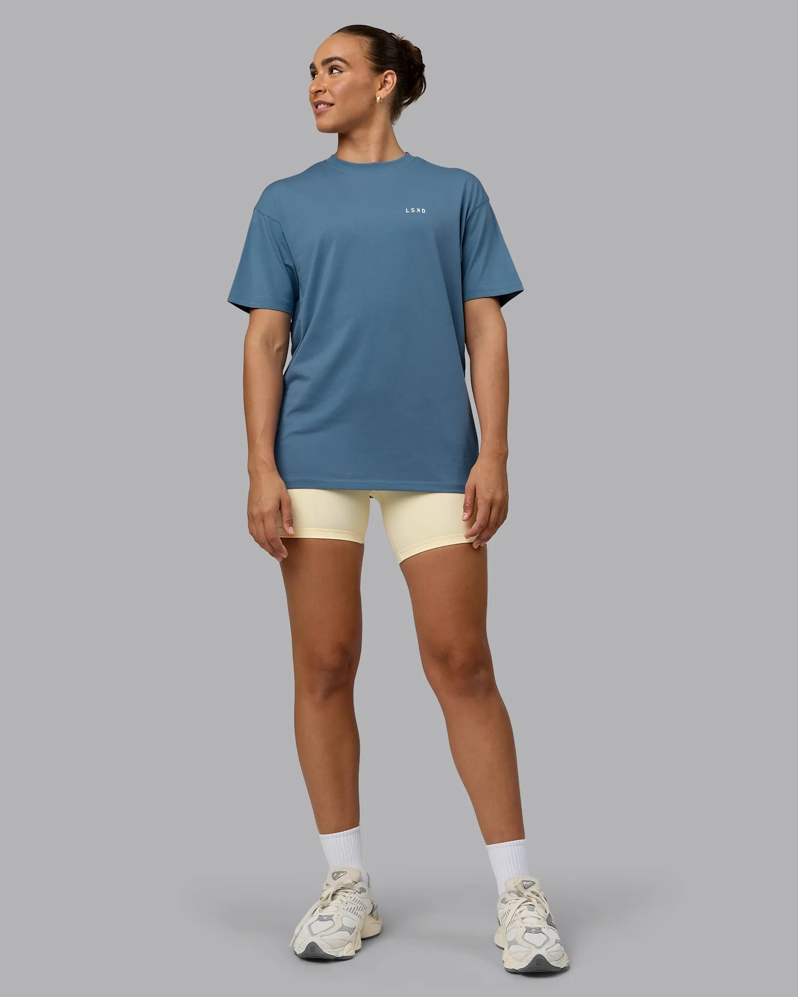 Unisex Move Fast Value Series FLXCotton Tee Oversize - Elemental Blue-Off White