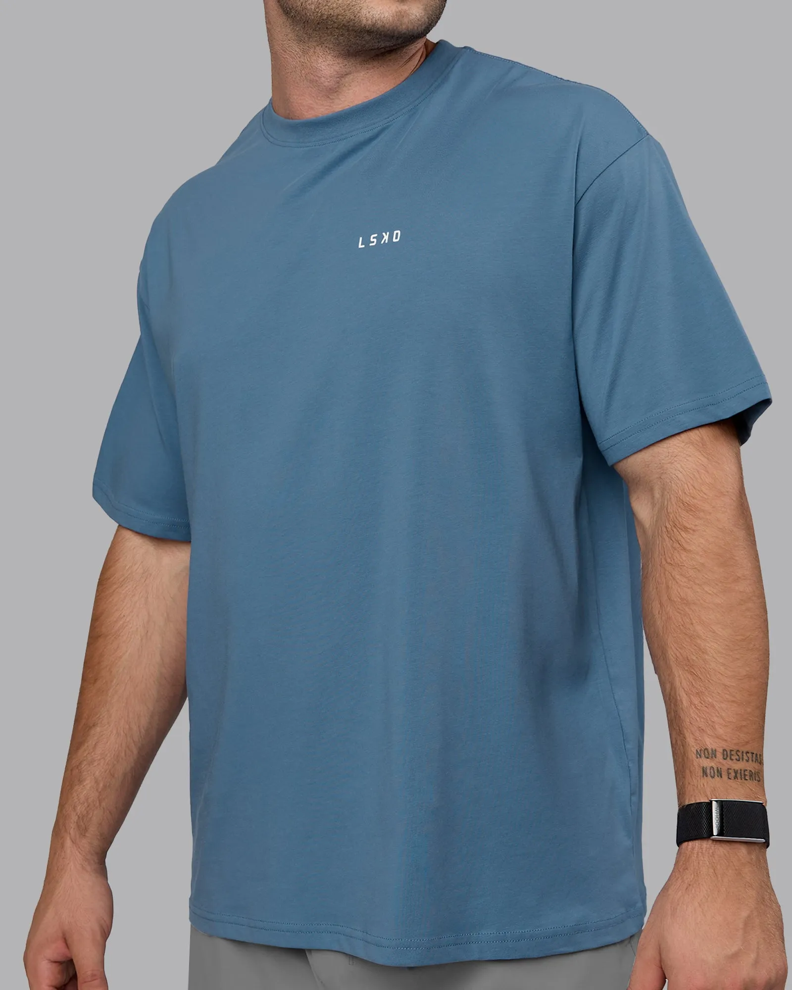 Unisex Move Fast Value Series FLXCotton Tee Oversize - Elemental Blue-Off White