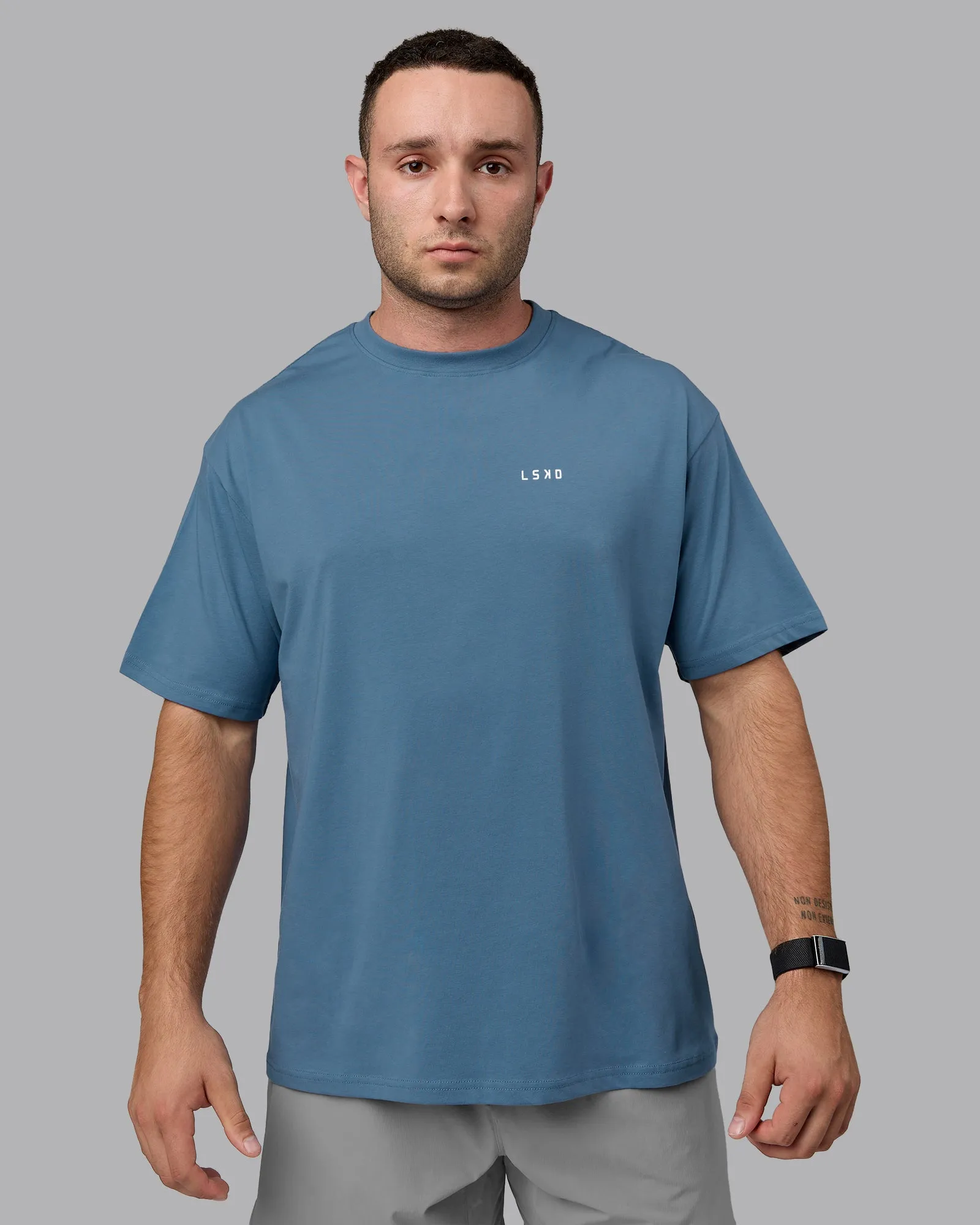 Unisex Move Fast Value Series FLXCotton Tee Oversize - Elemental Blue-Off White