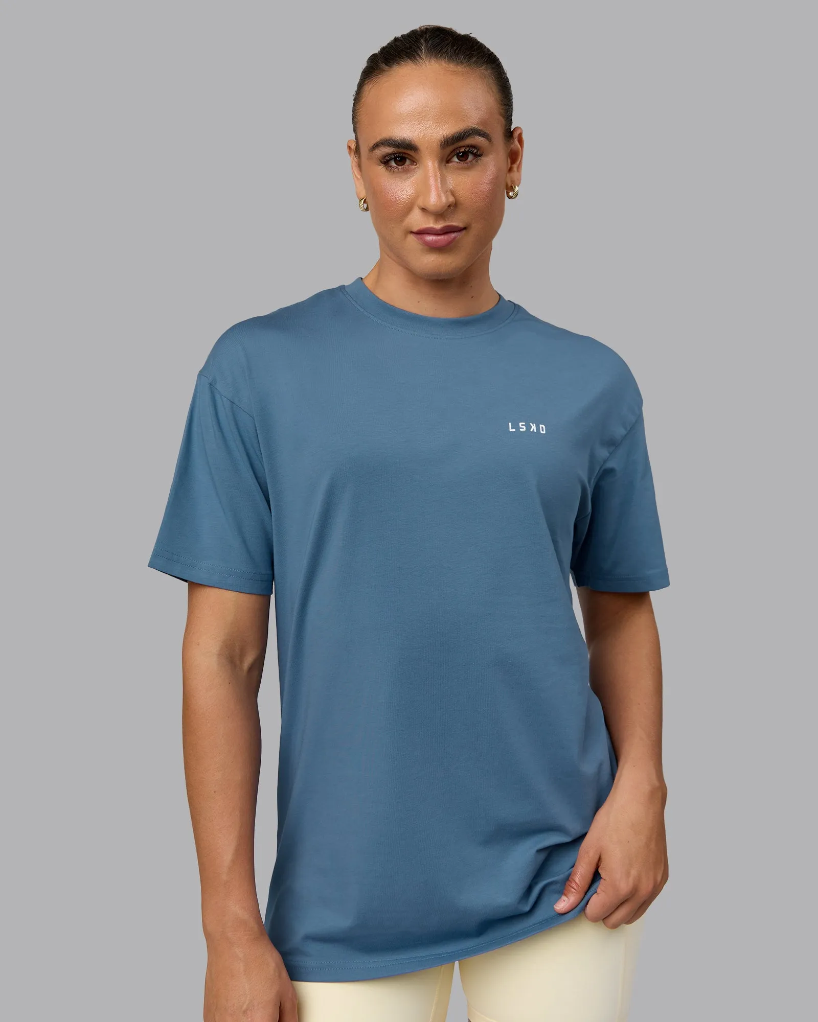 Unisex Move Fast Value Series FLXCotton Tee Oversize - Elemental Blue-Off White