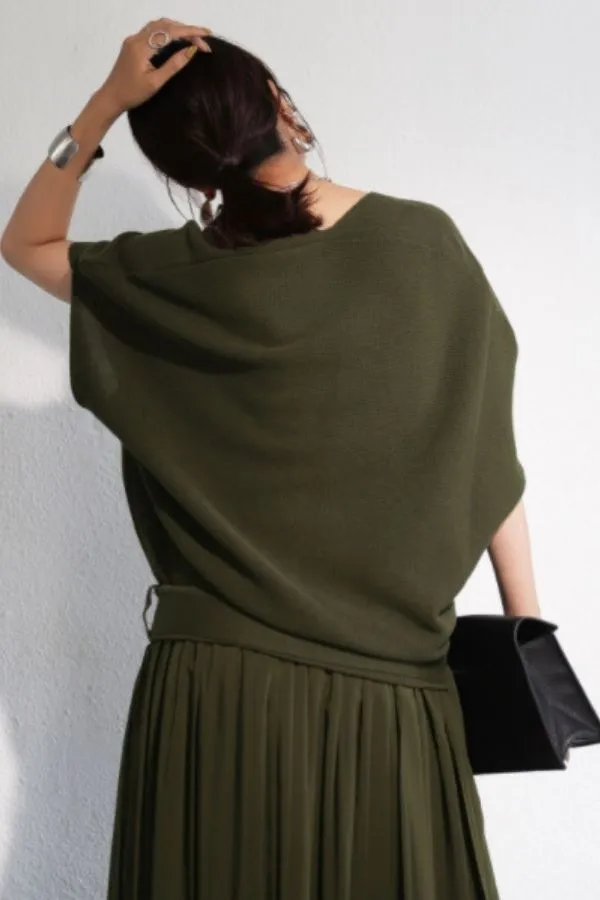 V Neck Chiffon Maxi Dress with Belt(Fit up to 220lbs)