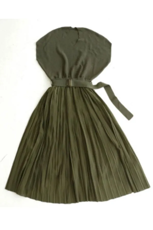 V Neck Chiffon Maxi Dress with Belt(Fit up to 220lbs)