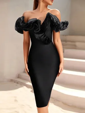 Vestido de cóctel ajustado con volantes en Cherry Vibes