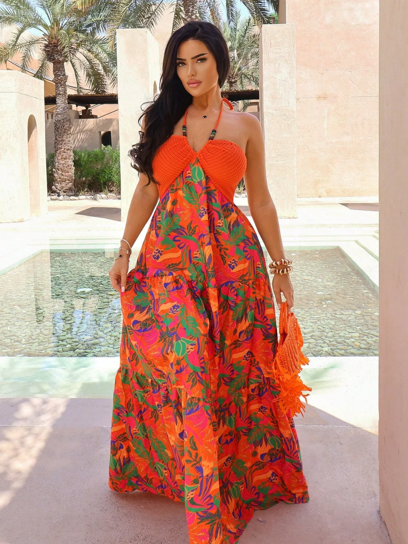Vestido largo de playa sin espalda - Cherry Vibes