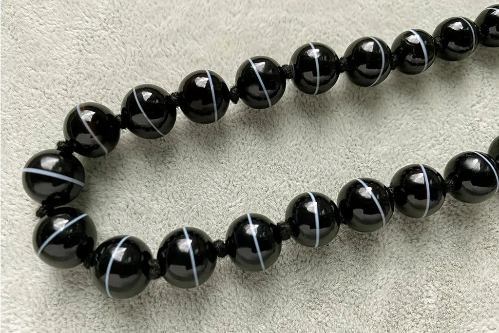 Victorian Banded Agate Bead Necklace