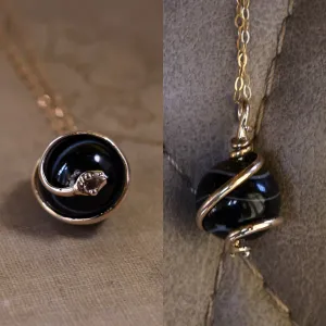Victorian Banded Agate Serpent Orb Pendant