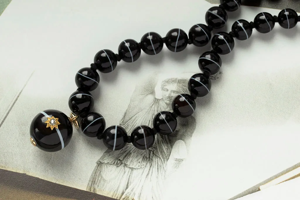 Victorian Banded Agate Star Diamond Orb