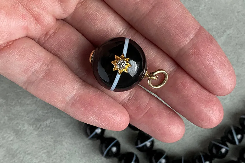 Victorian Banded Agate Star Diamond Orb