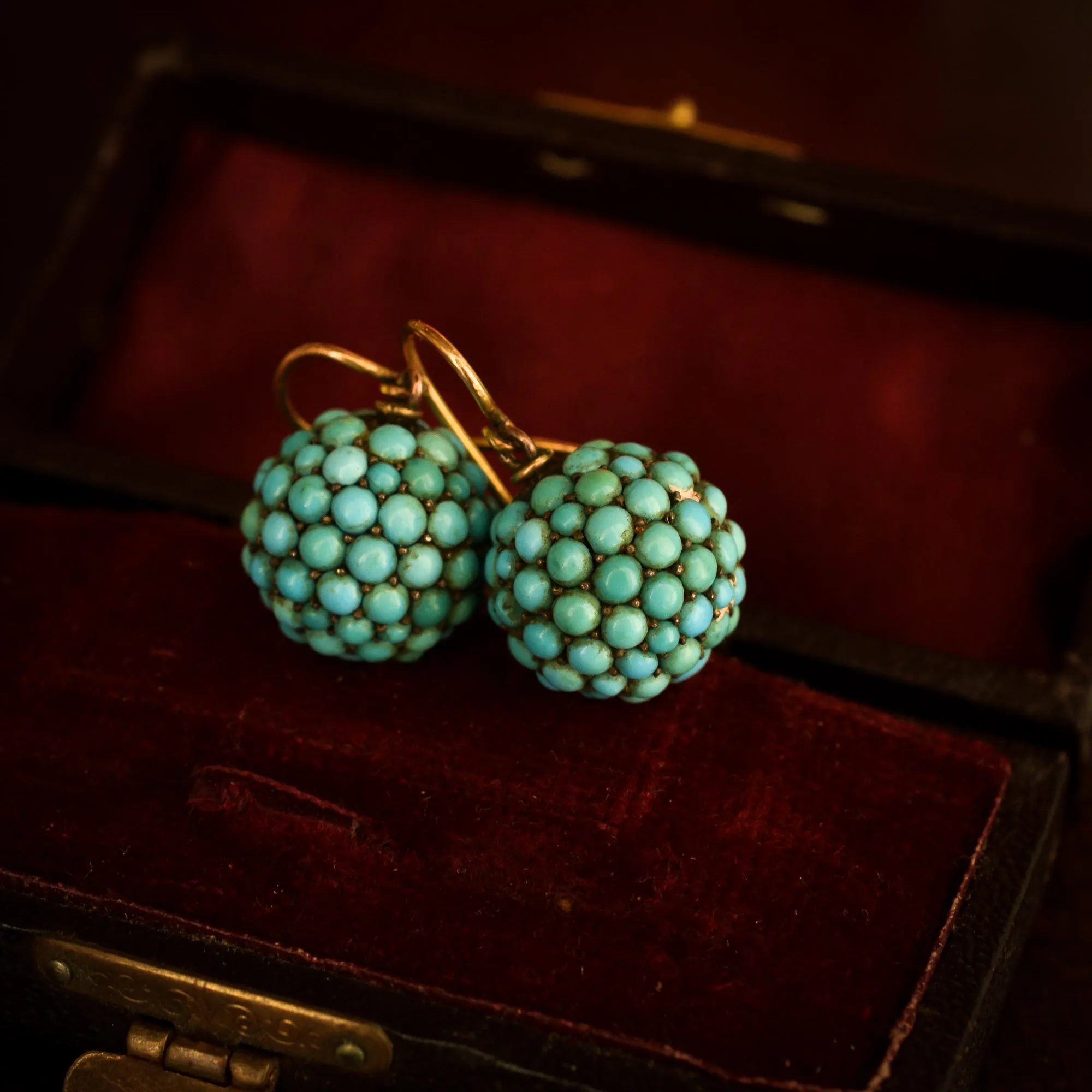 Victorian Pavé Turquoise Orb Earrings