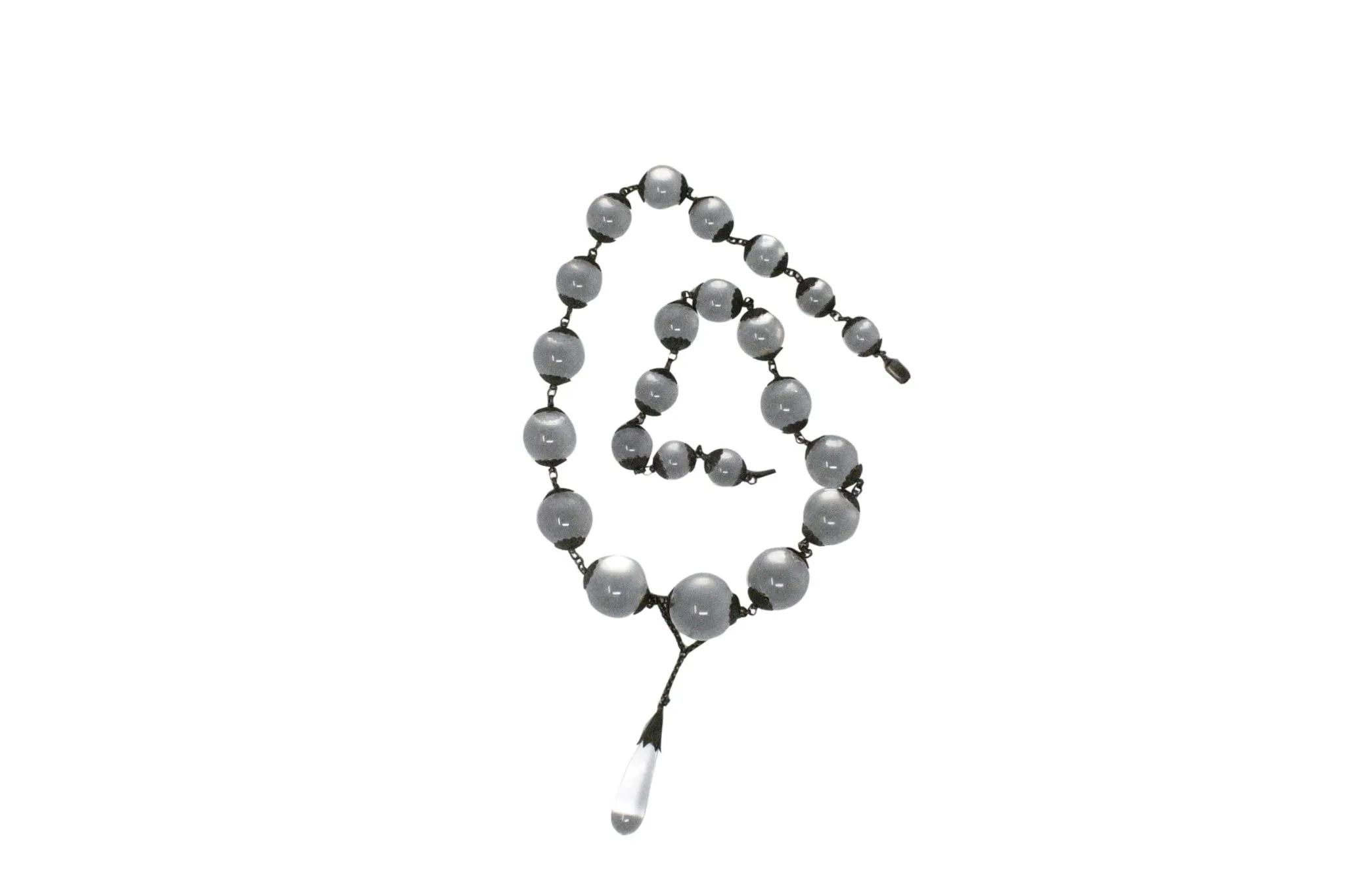 Victorian "Pools Of Light" Crystal & Silver Drop Necklace Circa 1880