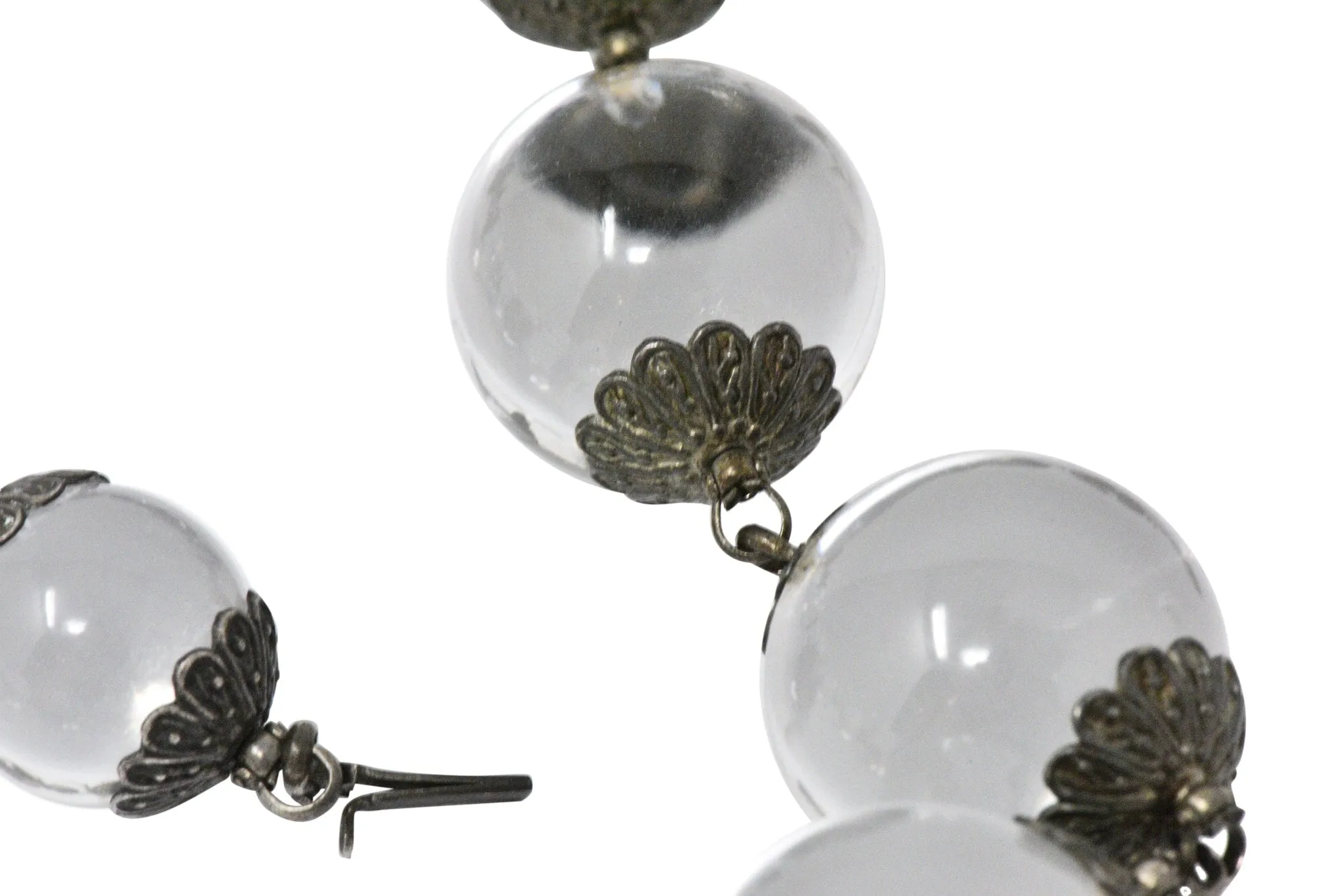 Victorian "Pools Of Light" Crystal & Silver Drop Necklace Circa 1880
