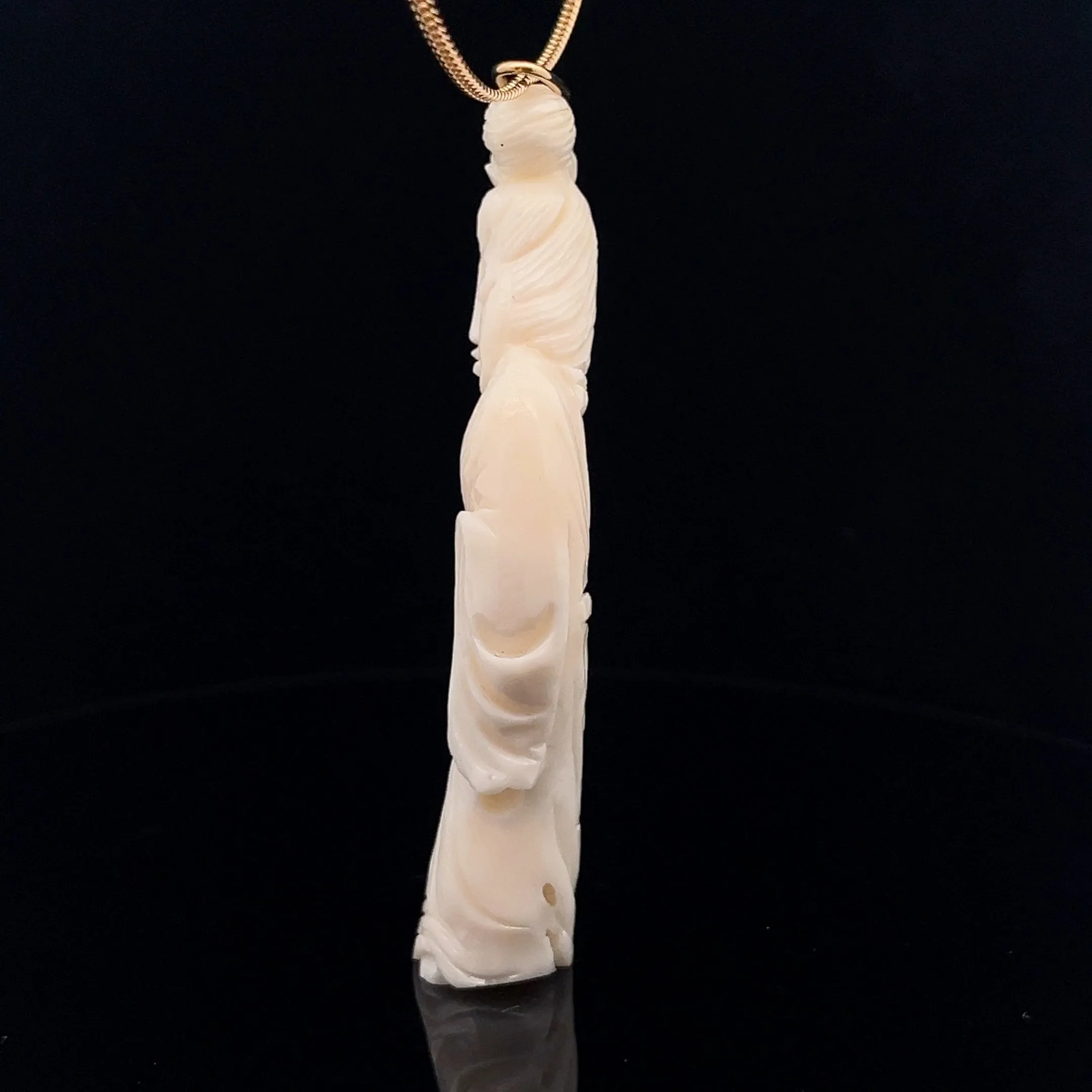 Vintage 14k Yellow Gold and Ivory Geisha Necklace
