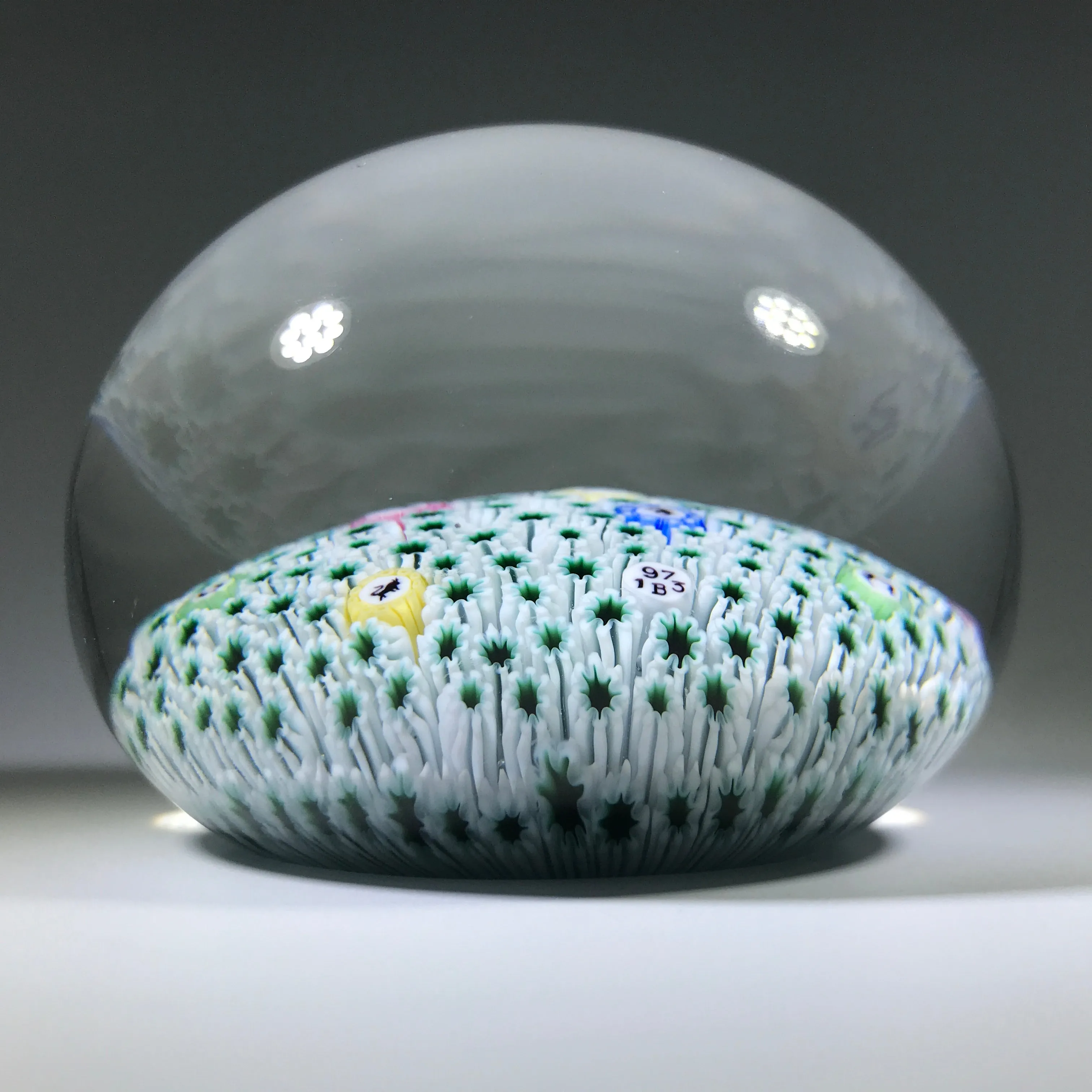 Vintage Baccarat Art Glass Paperweight Zodiac Cane Millefiori Carpet Ground