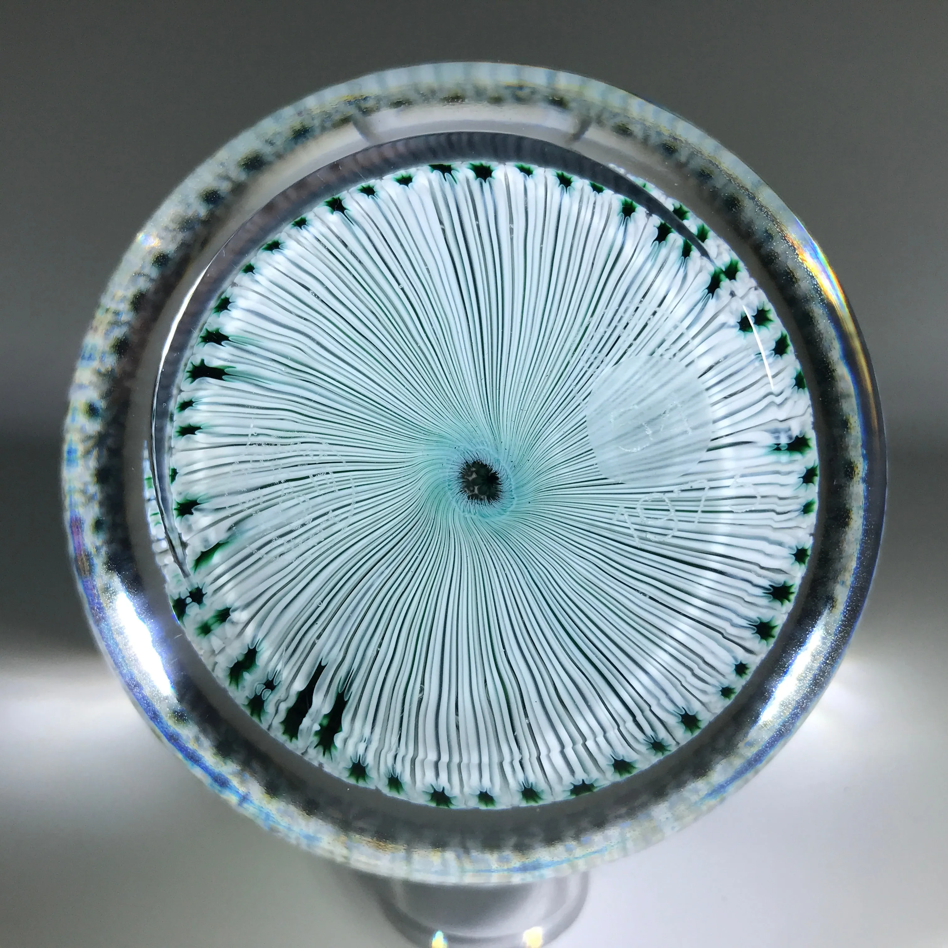 Vintage Baccarat Art Glass Paperweight Zodiac Cane Millefiori Carpet Ground
