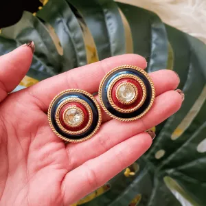 Vintage - Circular Colored Earrings