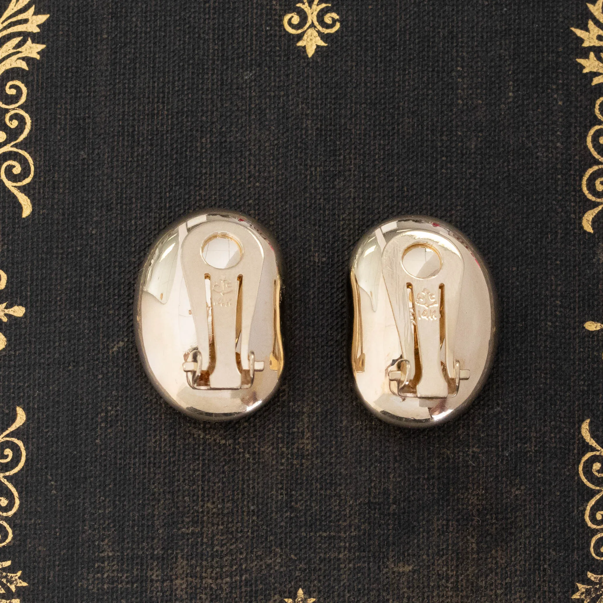Vintage Gold Bean Clip-On Earrings