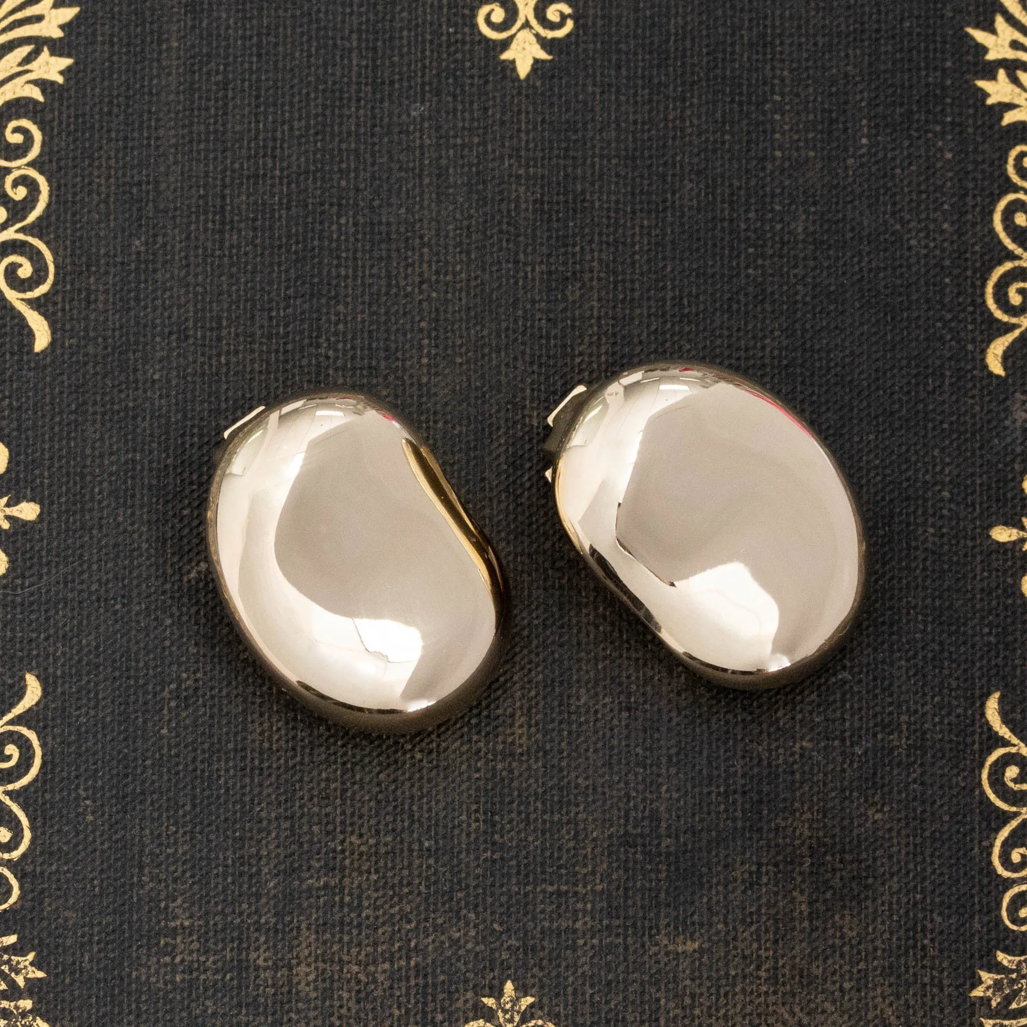 Vintage Gold Bean Clip-On Earrings