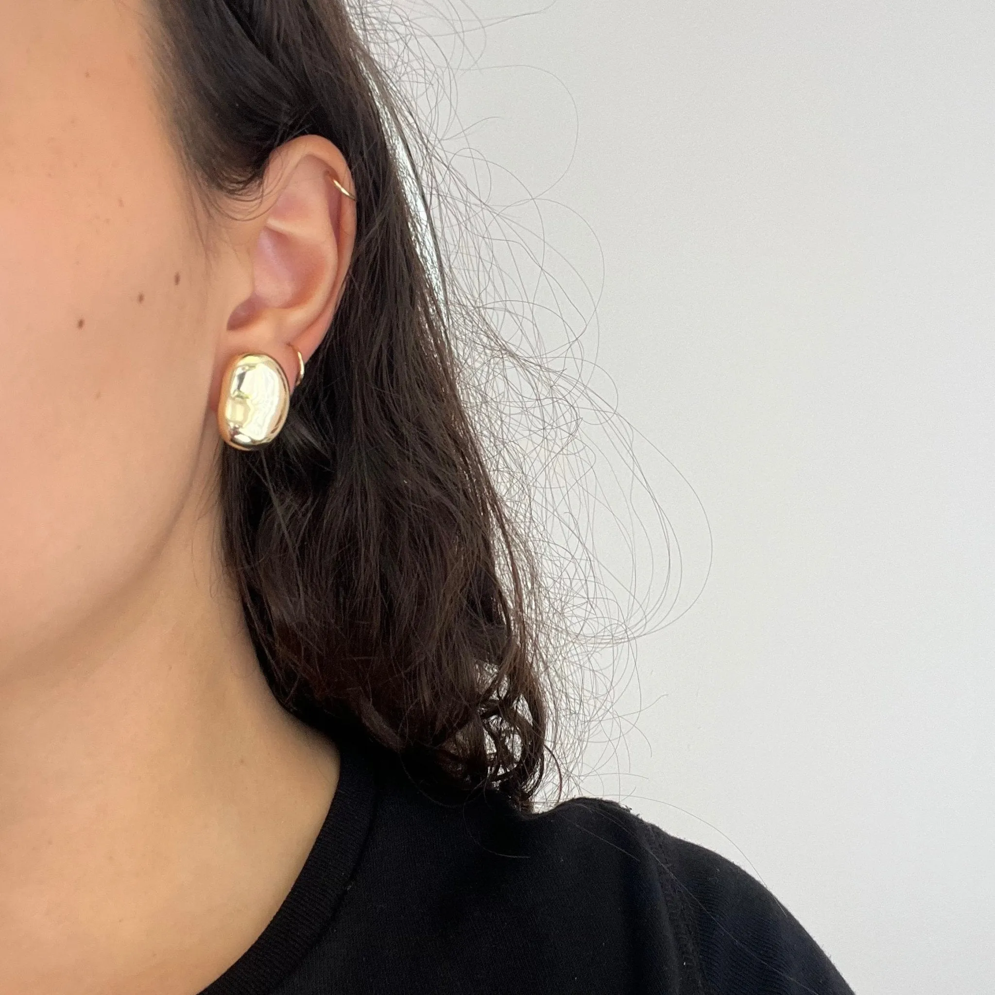 Vintage Gold Bean Clip-On Earrings