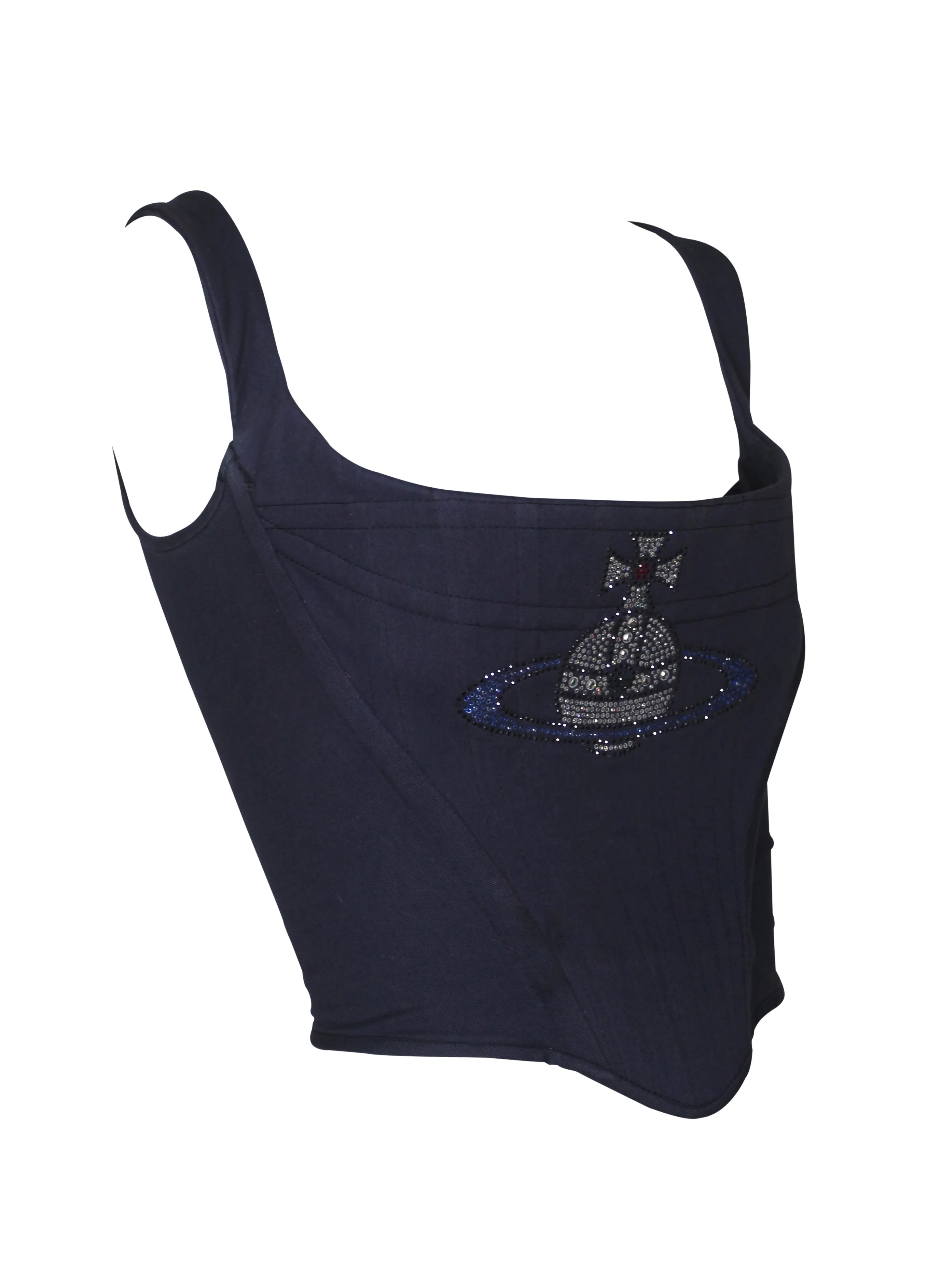Vivienne Westwood Navy Crystal Orb Corset, c. 2000's, Size US 2