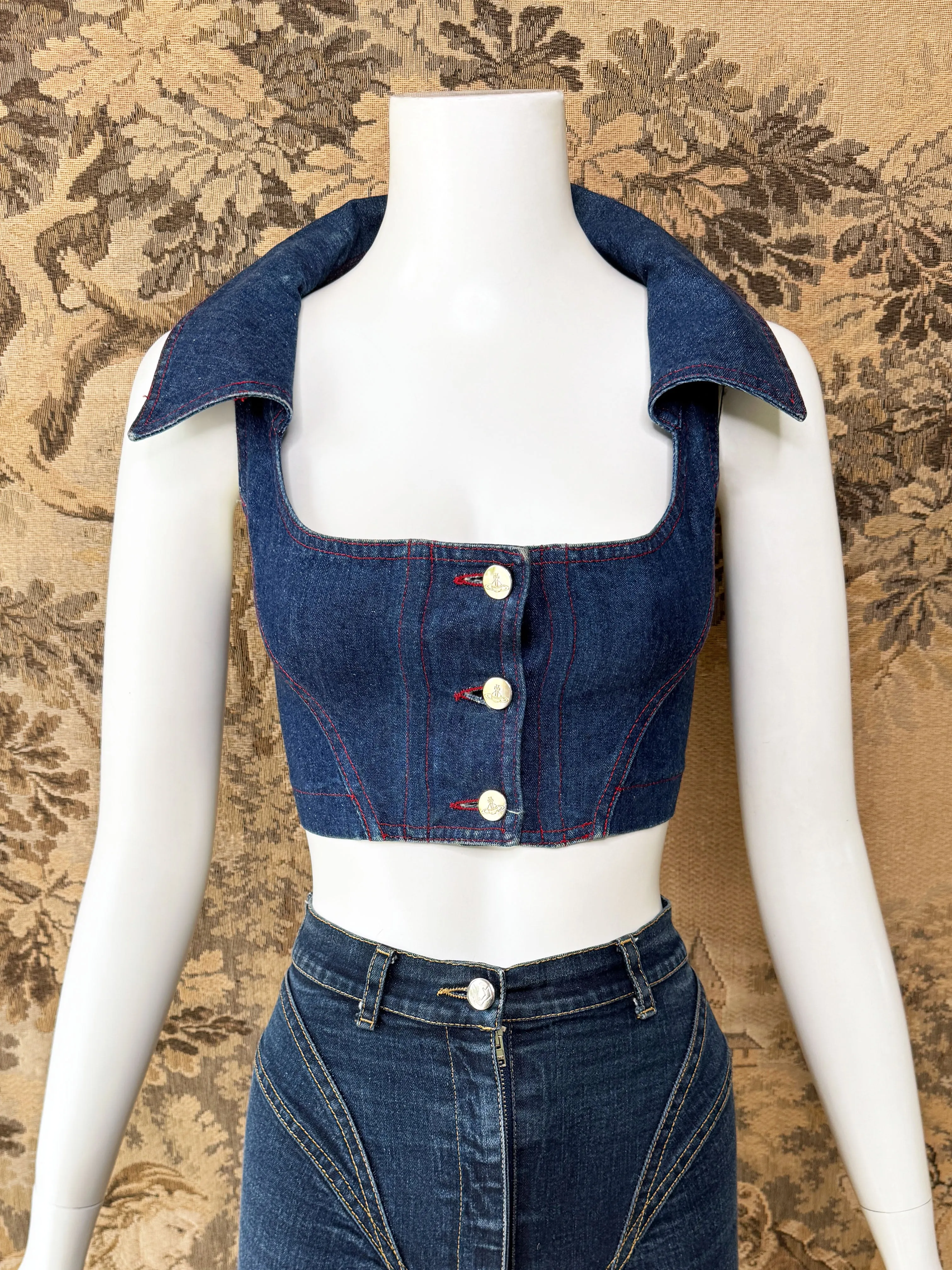 Vivienne Westwood Red Label 1990s Denim Corset Top