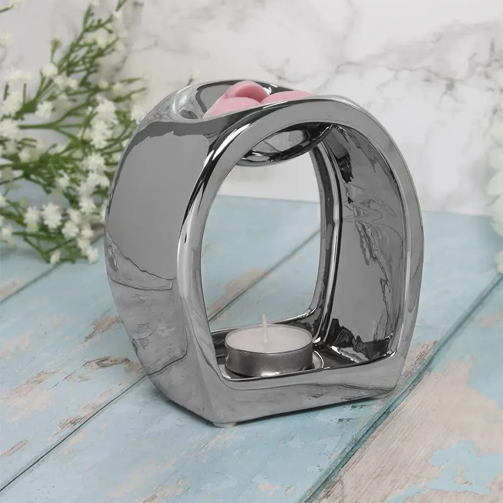 Wax Oil Warmer Tea Light Holder Silver Round Orb - 2 Pack Valentine Gift