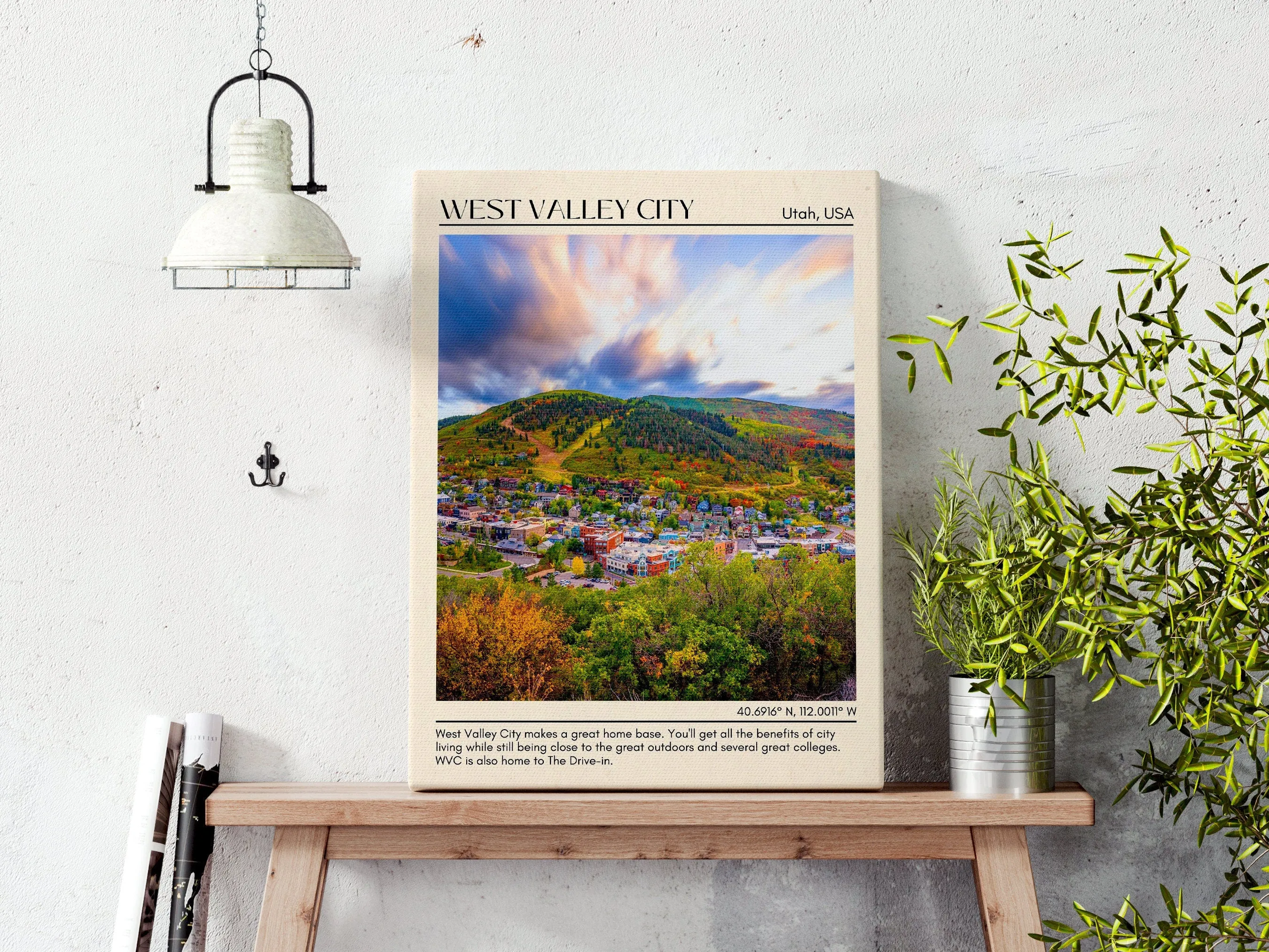 West Valley City Minimal Wall Art, Utah, USA