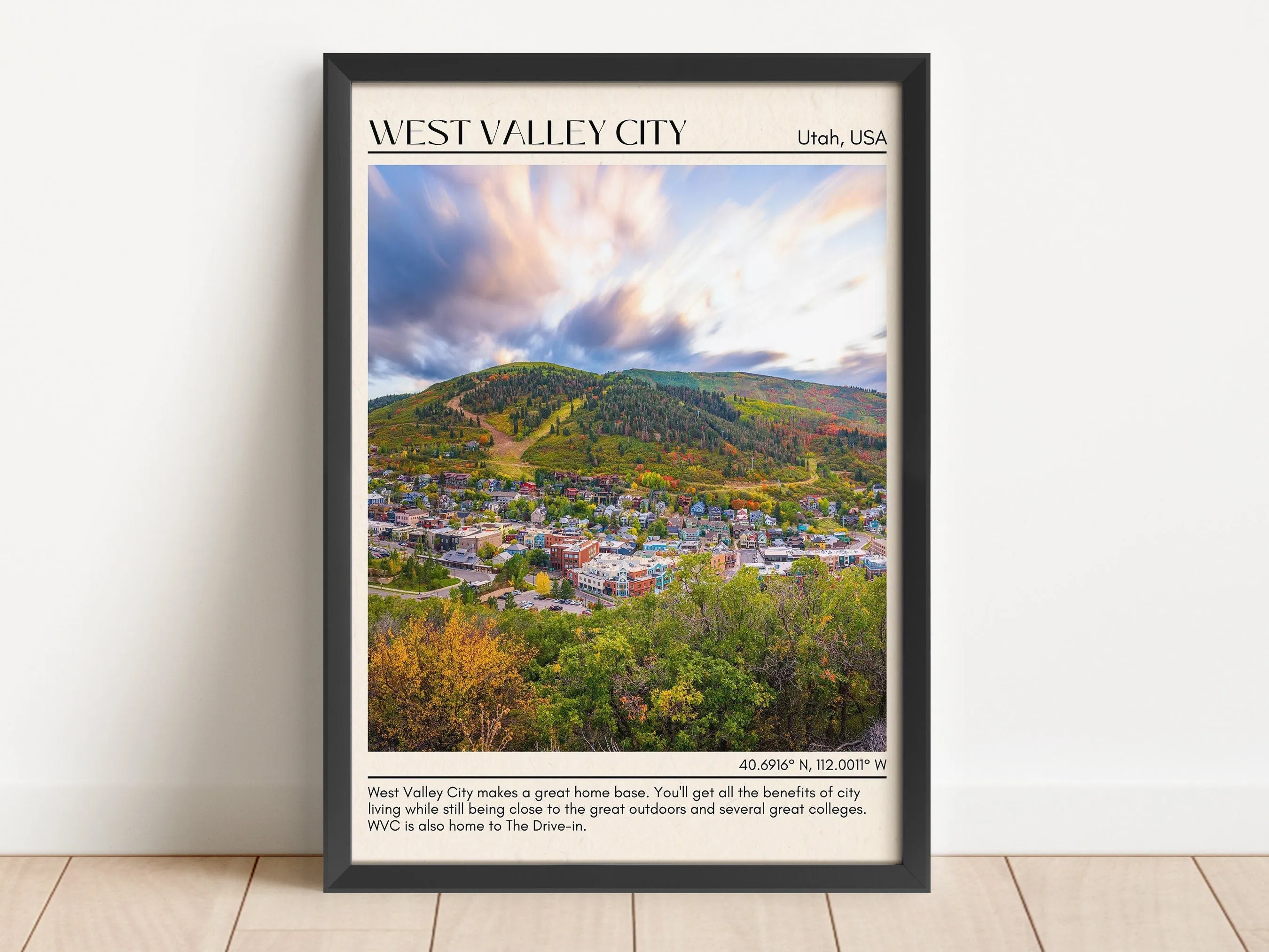 West Valley City Minimal Wall Art, Utah, USA