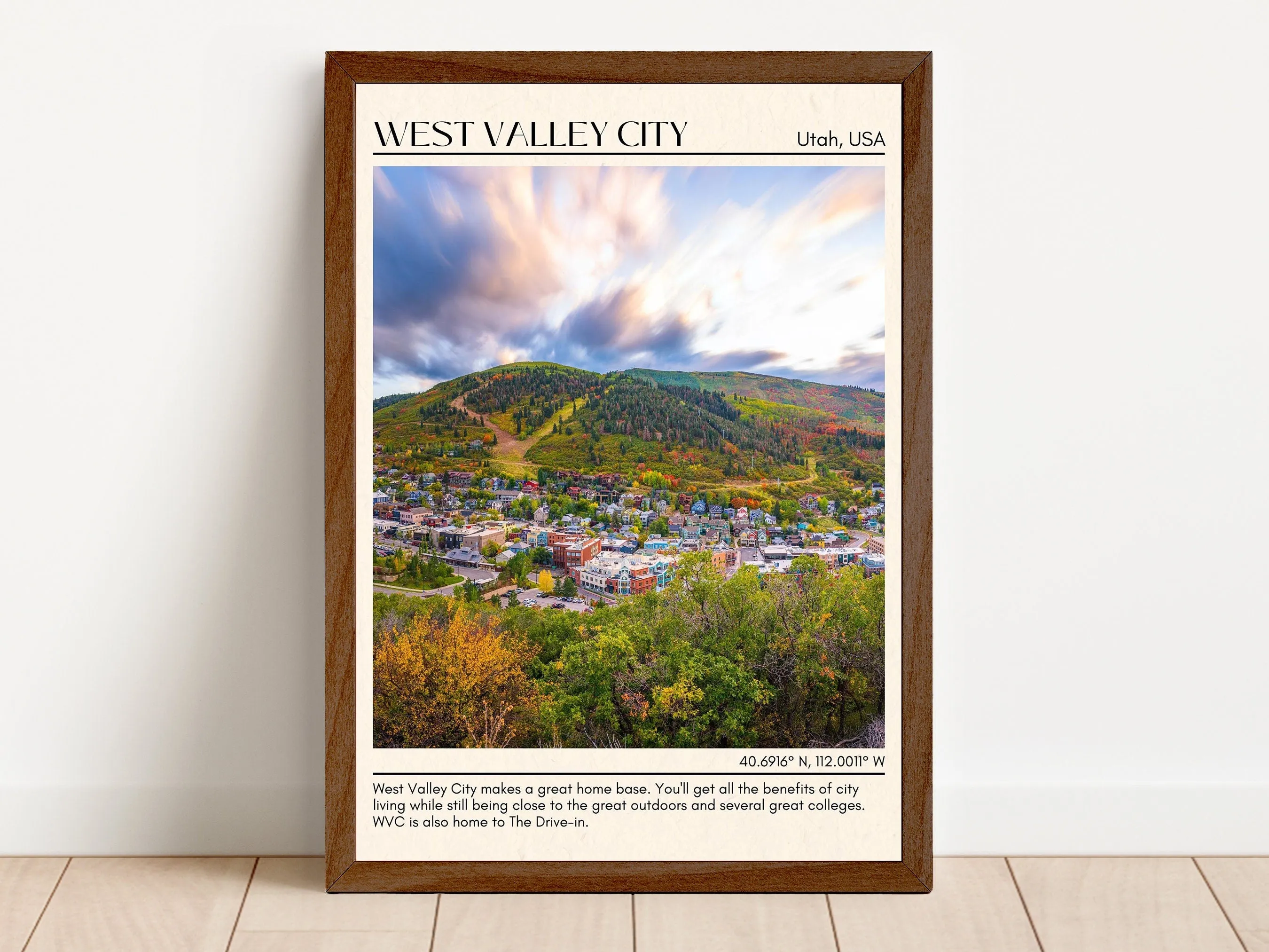 West Valley City Minimal Wall Art, Utah, USA