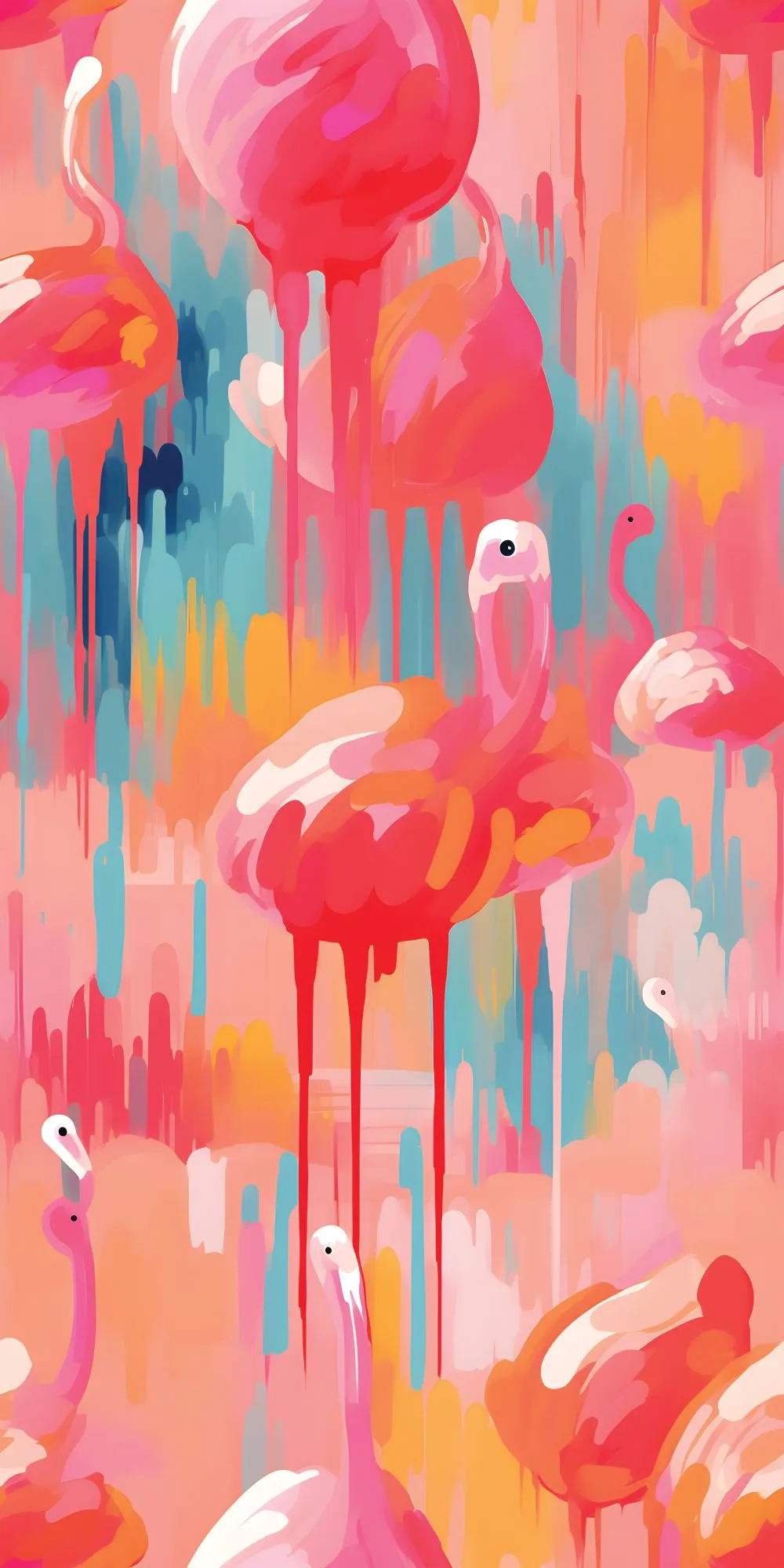 Wet Paint Flamingos Acrylic Wall Panels Home Decor Wall Panels 2440mmm x 1220mm