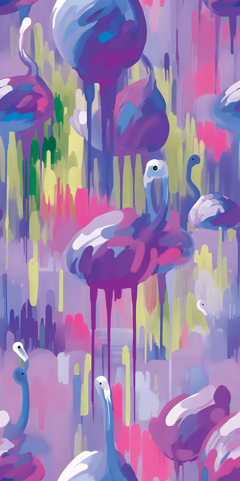 Wet Paint Flamingos Acrylic Wall Panels Home Decor Wall Panels 2440mmm x 1220mm