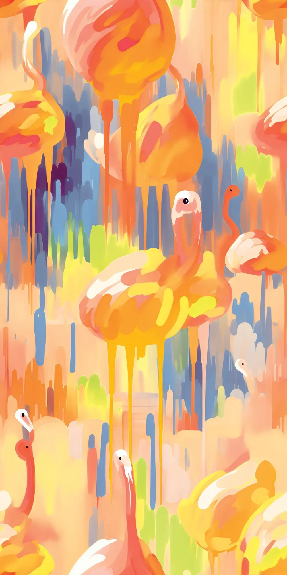 Wet Paint Flamingos Acrylic Wall Panels Home Decor Wall Panels 2440mmm x 1220mm