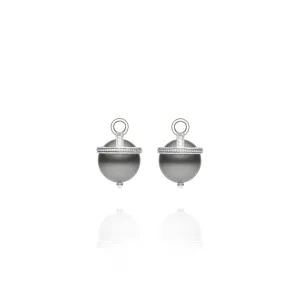 White Gold Tahitian Pearl Orb Earring Charms