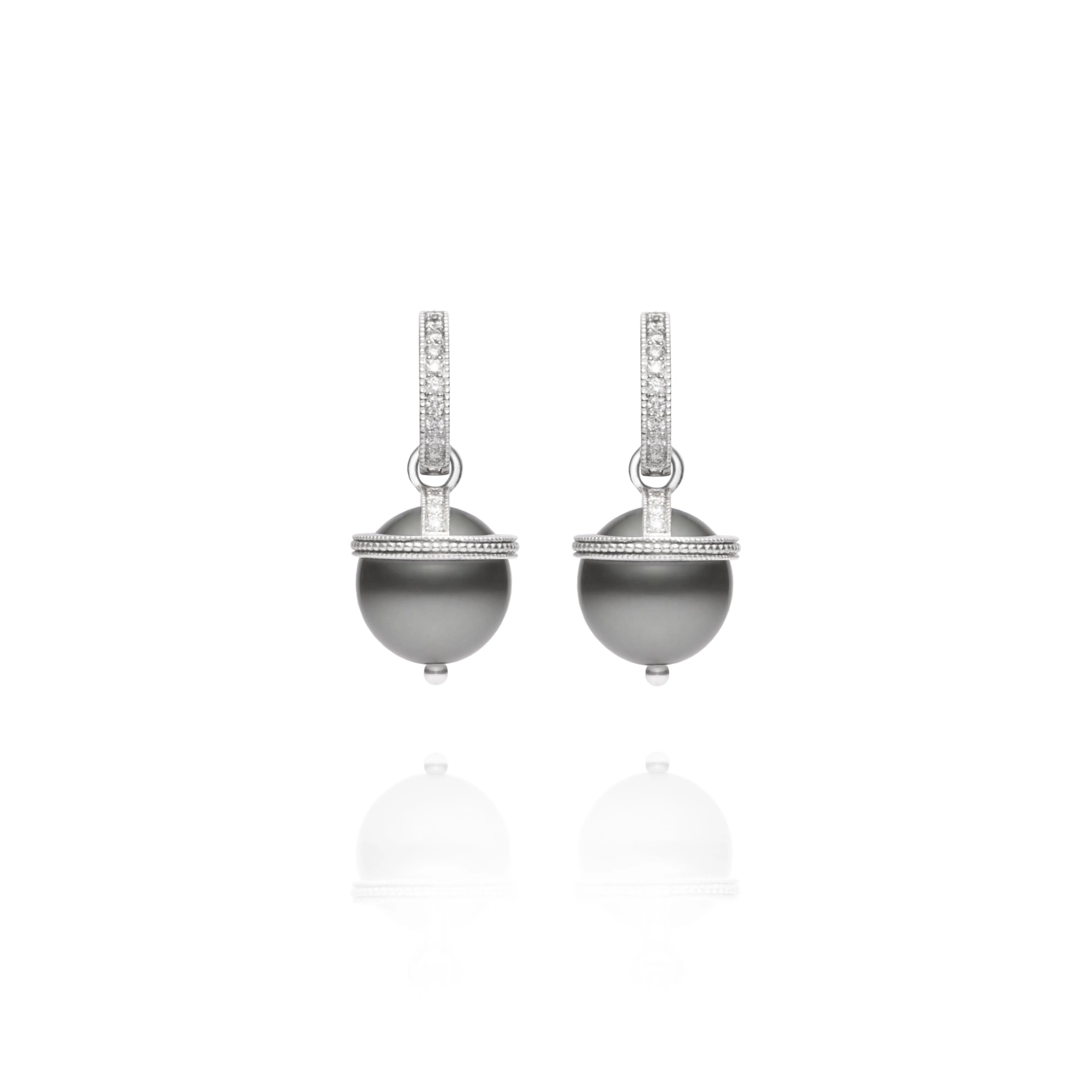 White Gold Tahitian Pearl Orb Earring Charms