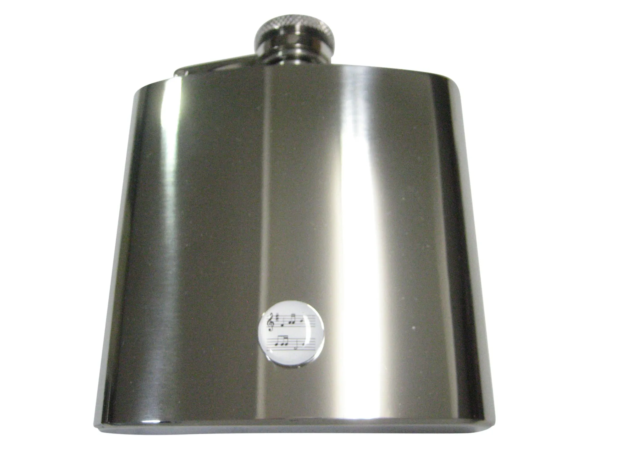 White Toned Circular Music Sheet 6oz Flask
