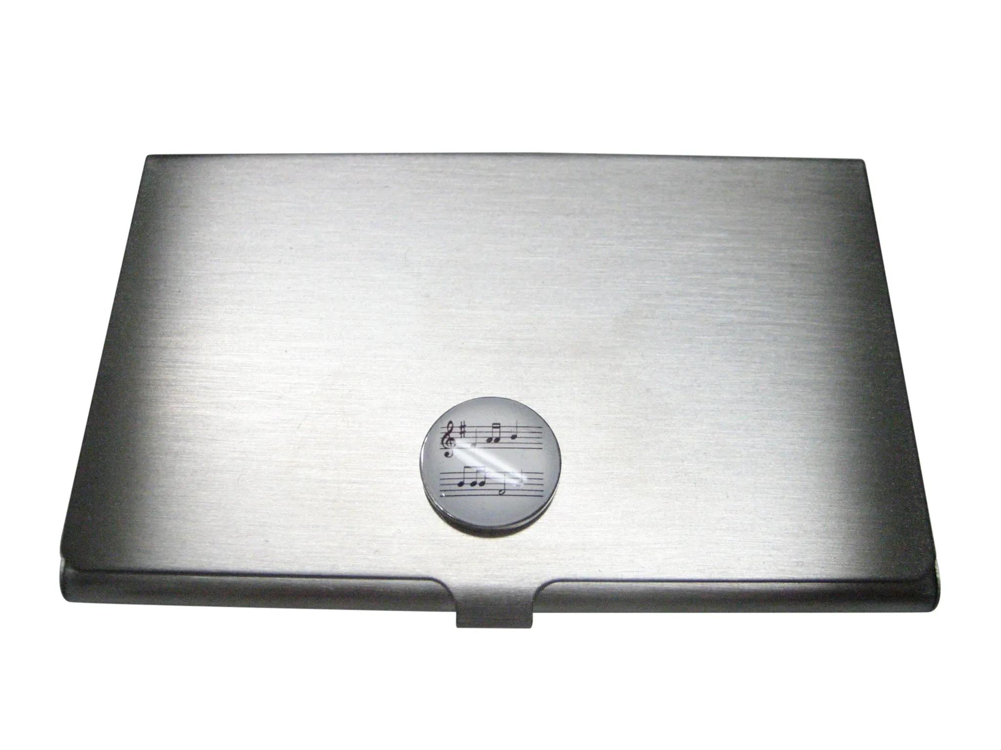 White Toned Circular Music Sheet Business Card Holder