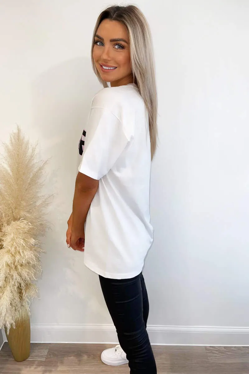 White YALE oversized Printed Tee