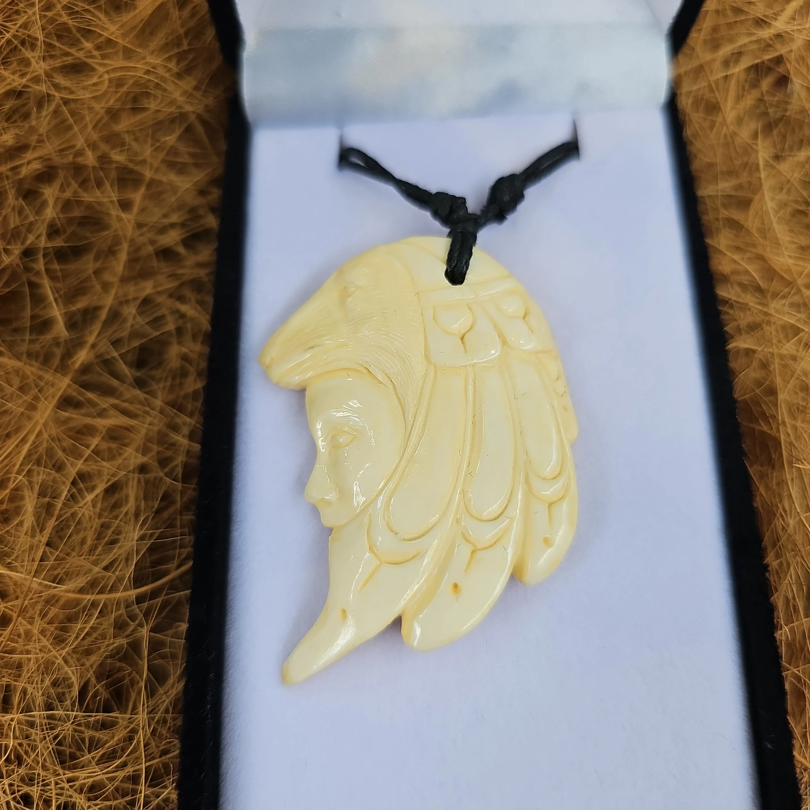 Wolf and American Indian Bone Carving