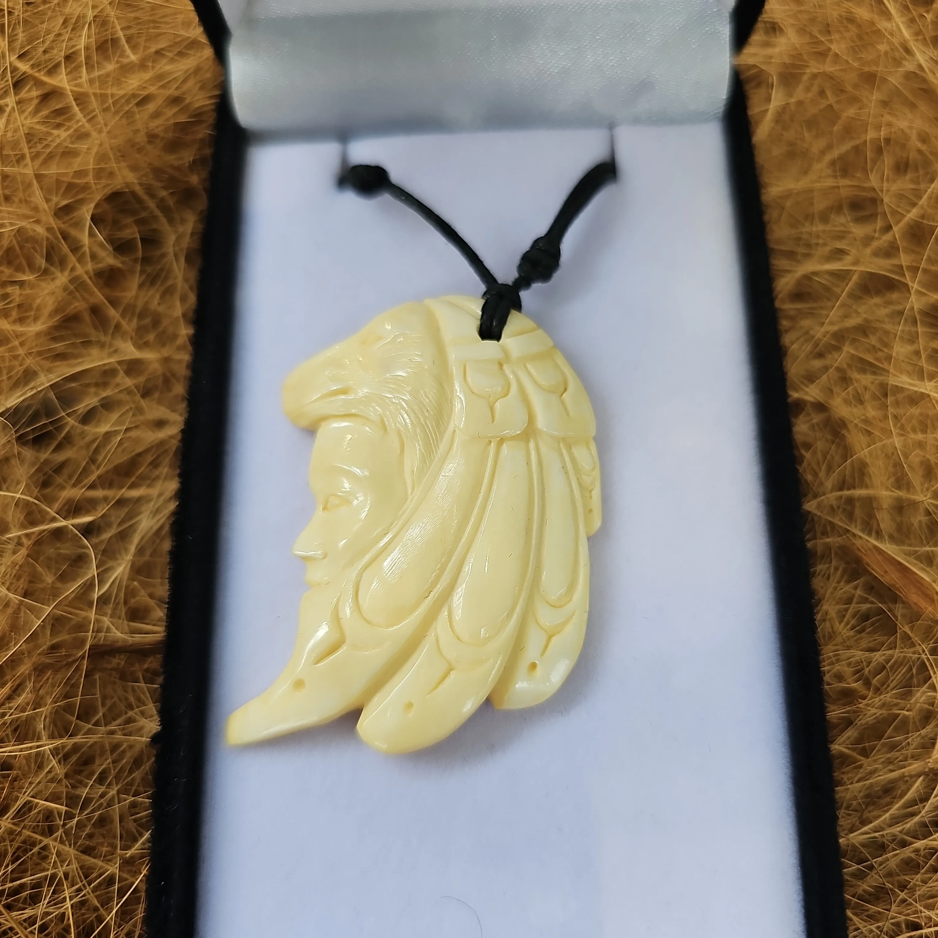 Wolf and American Indian Bone Carving