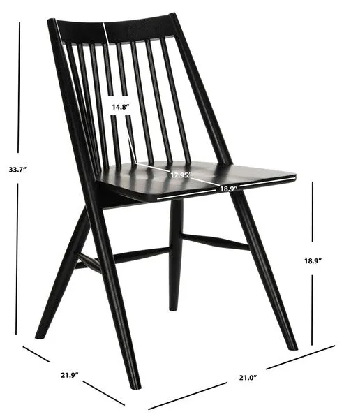 Wren 19 Inch H Spindle Dining Chair Set of 2 Black DCH1000A