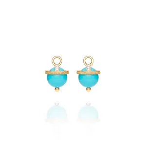 Yellow Gold Turquoise Orb Earring Charms