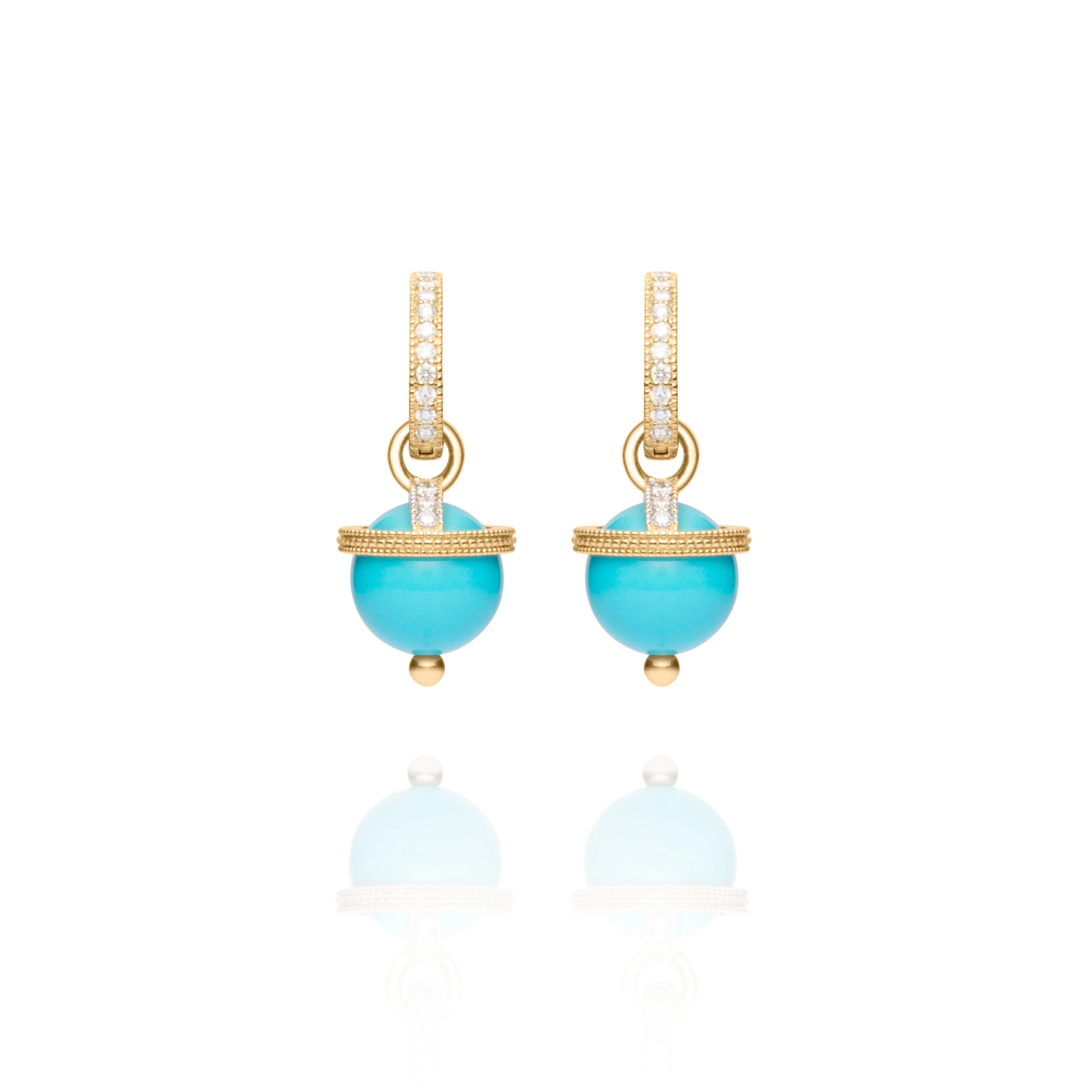 Yellow Gold Turquoise Orb Earring Charms
