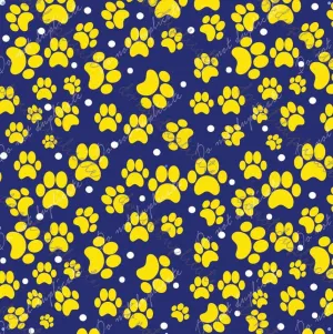 Yellow Paws on Navy Printed Vinyl