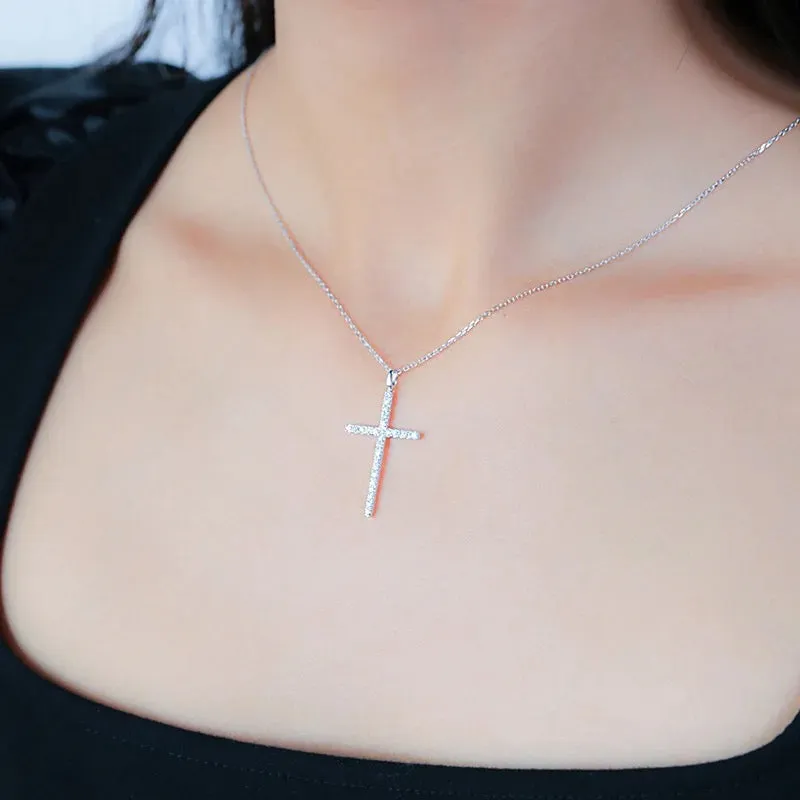 Zircon Cross Pendant Necklace